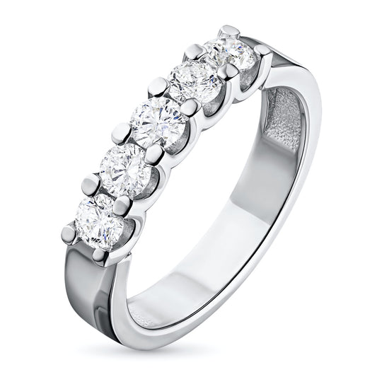 Sterling Silver Ring with 5 Round-Cut Lab-Created Diamonds 0.882 CT.TW