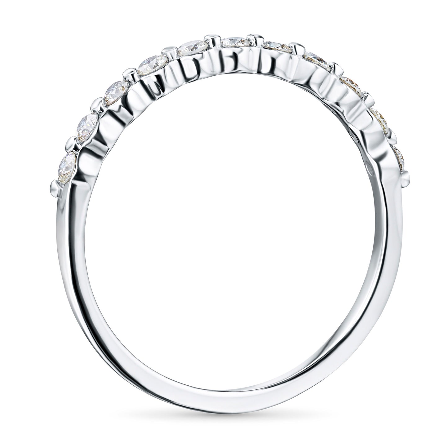 14K White Gold Ring with 11 Round-Cut Lab-Created Diamonds 0.265 CT.TW