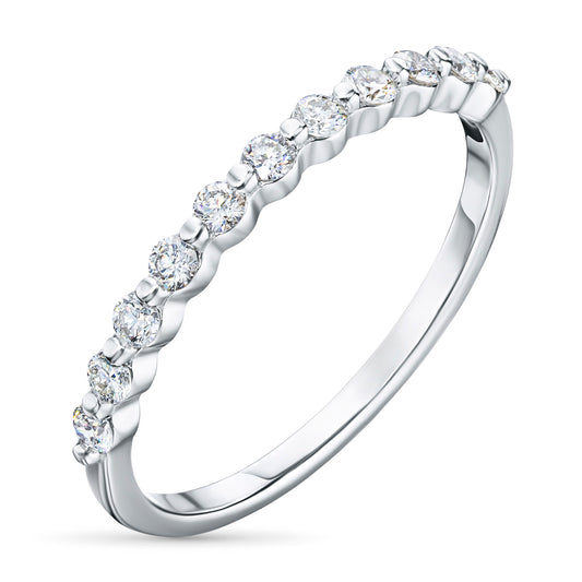 14K White Gold Ring with 11 Round-Cut Lab-Created Diamonds 0.265 CT.TW