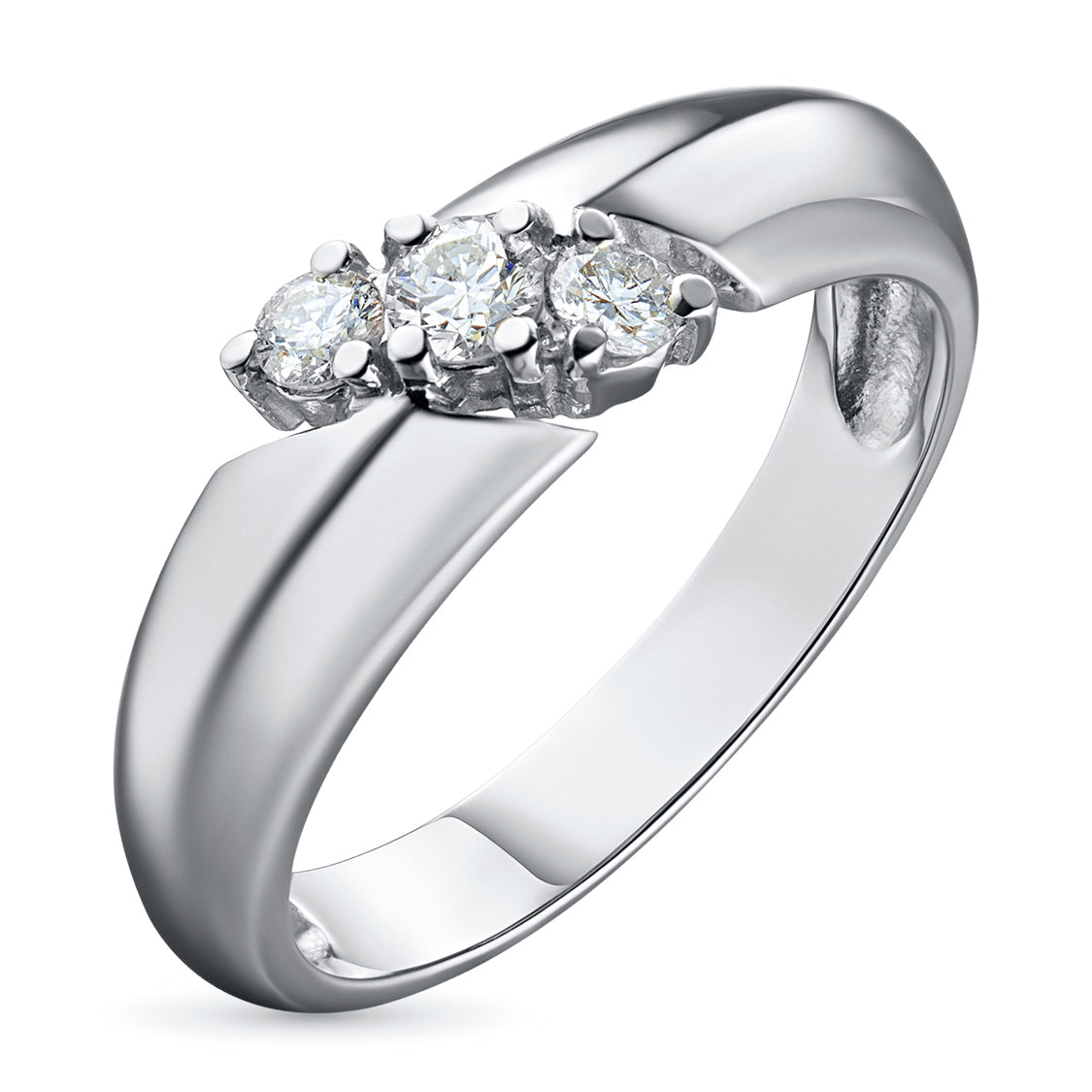 Sterling Silver Ring with 3 Round-Cut Lab-Created Diamonds 0.256 CT.TW