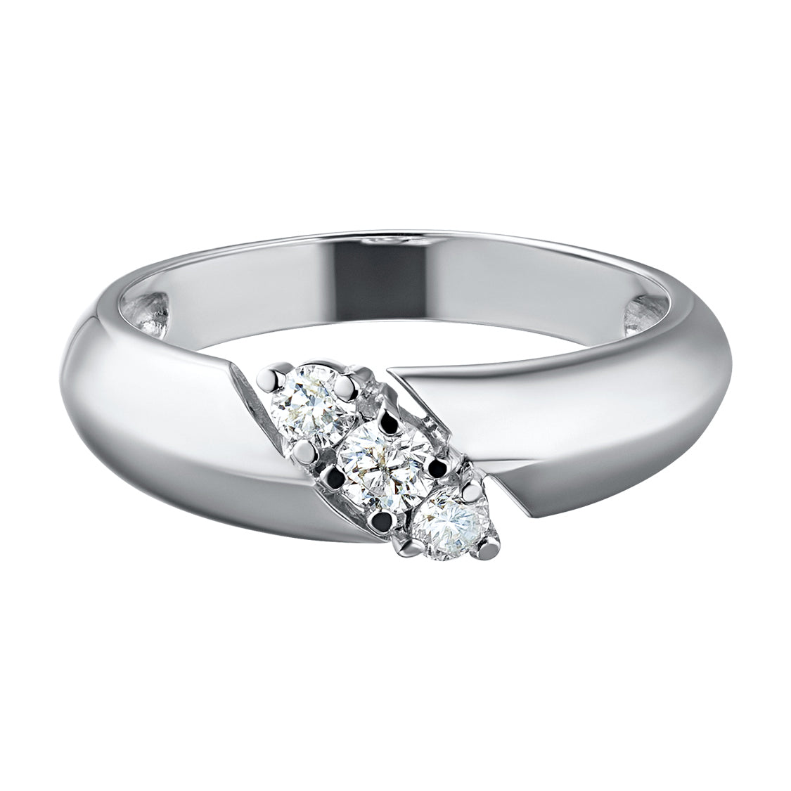 Sterling Silver Ring with 3 Round-Cut Lab-Created Diamonds 0.256 CT.TW