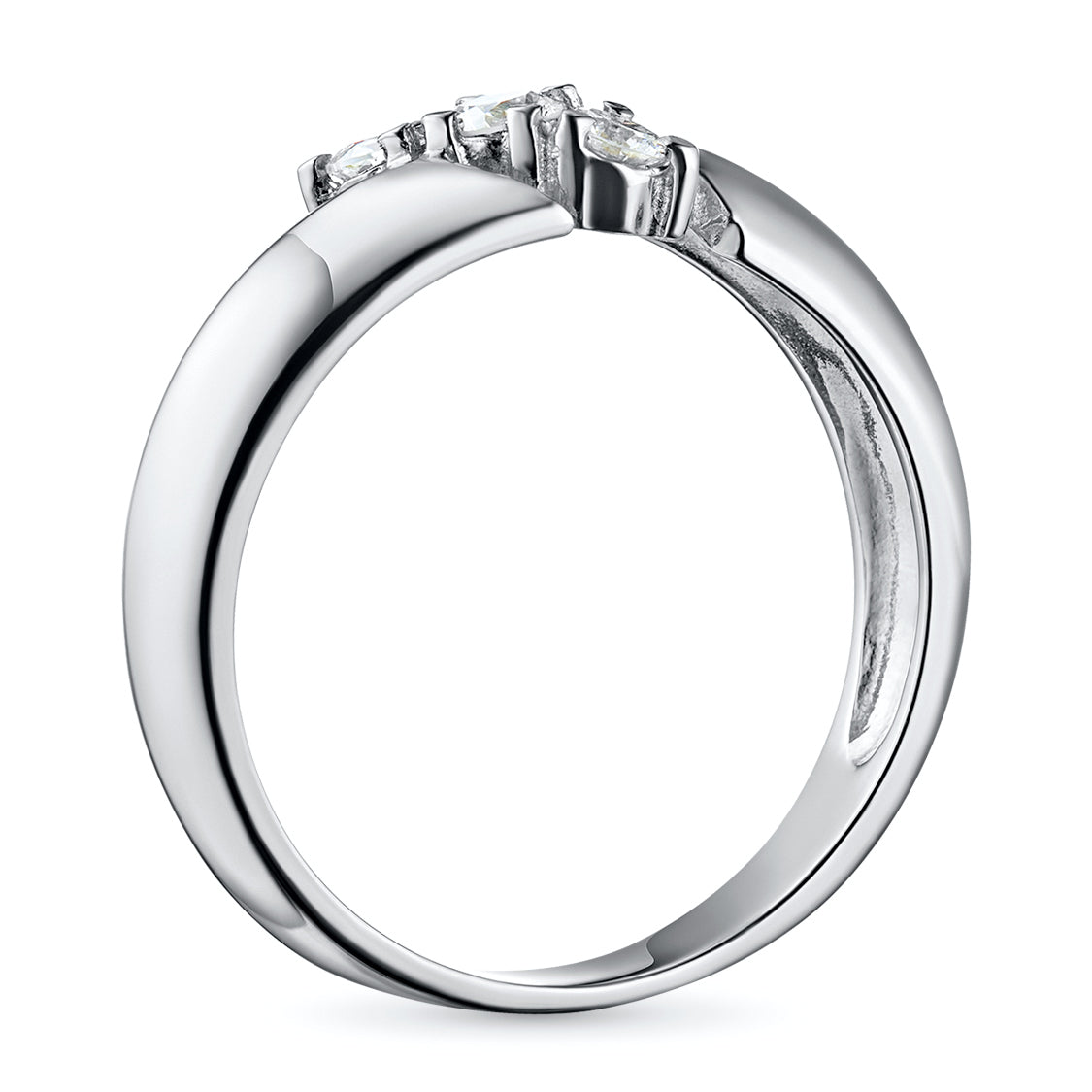 Sterling Silver Ring with 3 Round-Cut Lab-Created Diamonds 0.256 CT.TW