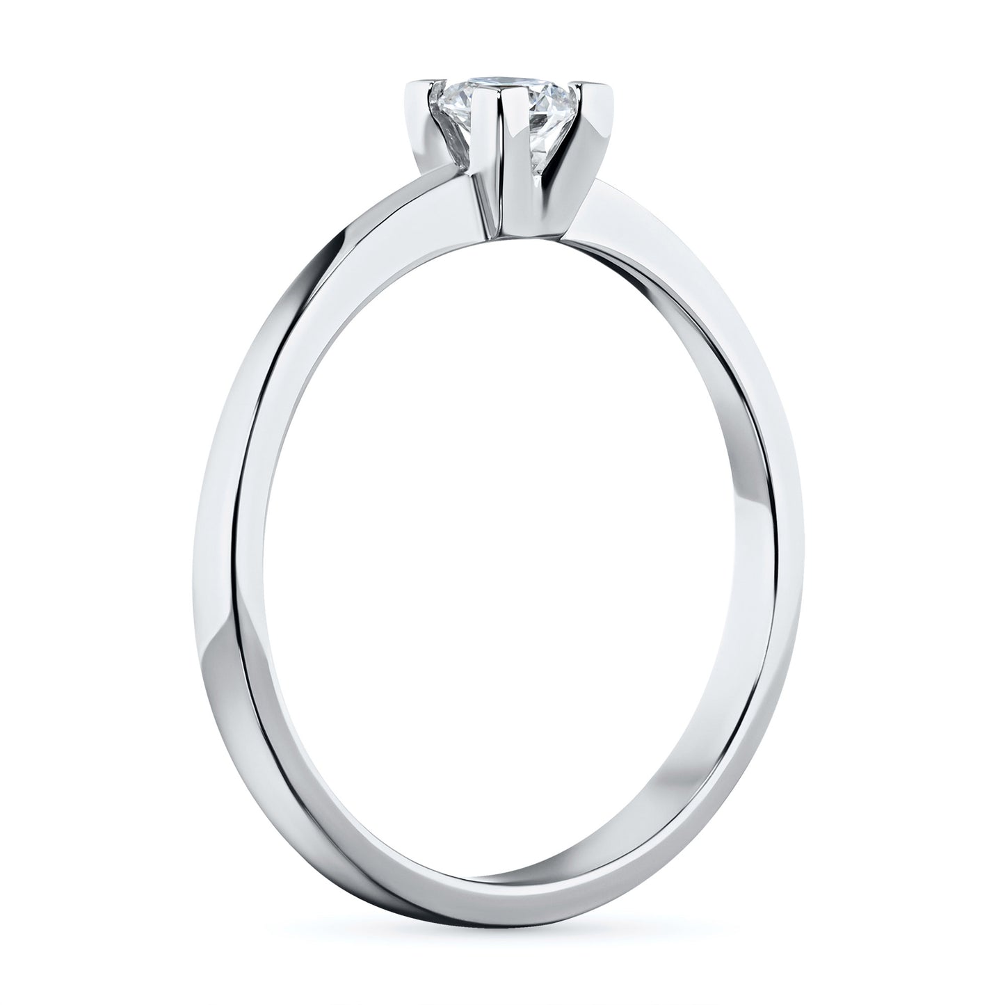 14K White Gold Ring with 1 Round-Cut Lab-Created Diamond 0.561 CT.TW