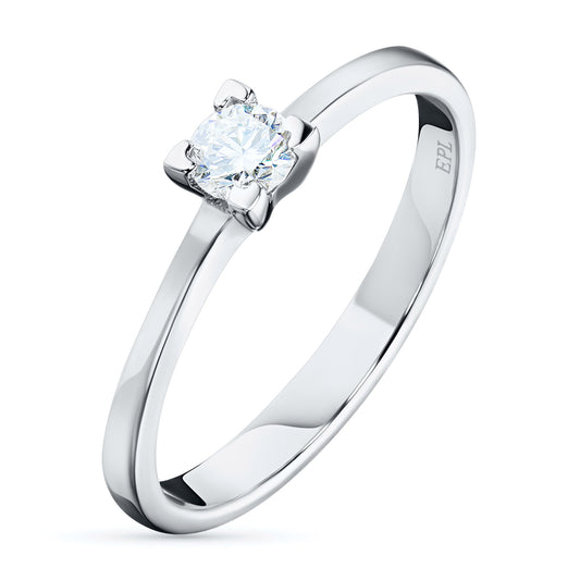 14K White Gold Ring with 1 Round-Cut Lab-Created Diamond 0.561 CT.TW