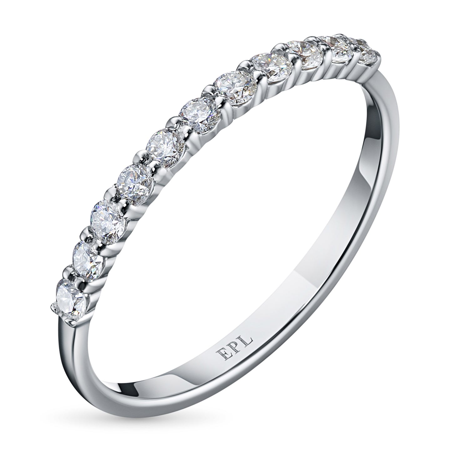 14K White Gold Ring with 11 Round-Cut Lab-Created Diamonds 0.247 CT.TW