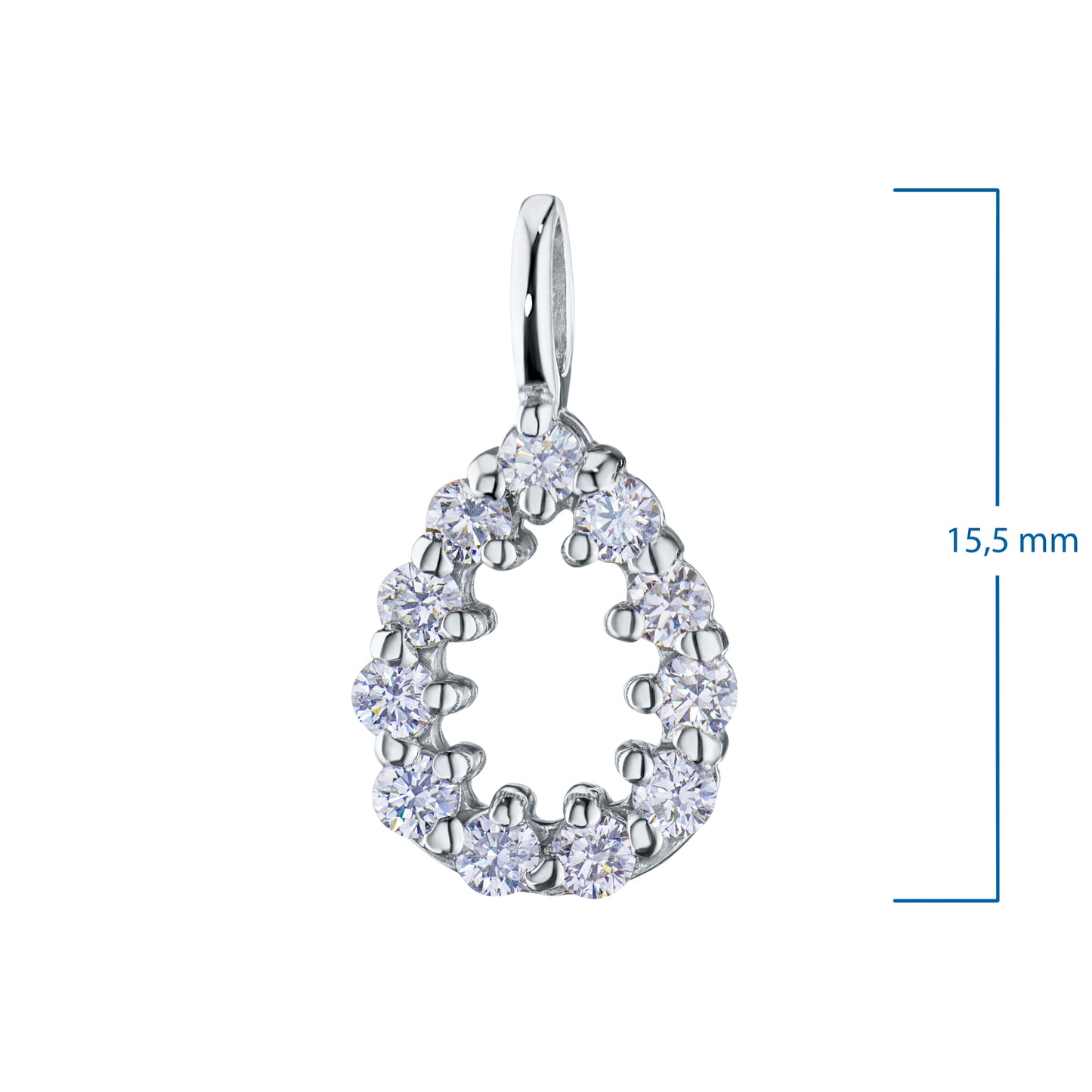 Sterling Silver Pendant with 11 Round-Cut Lab-Created Diamonds 0.315 CT.TW