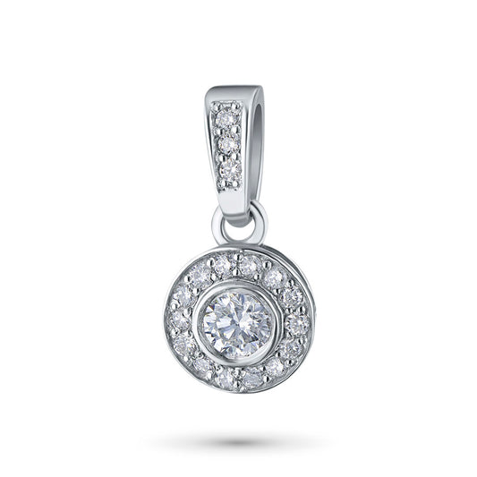 Sterling Silver Pendant with 18 Round-Cut Lab-Created Diamonds 0.158 CT.TW