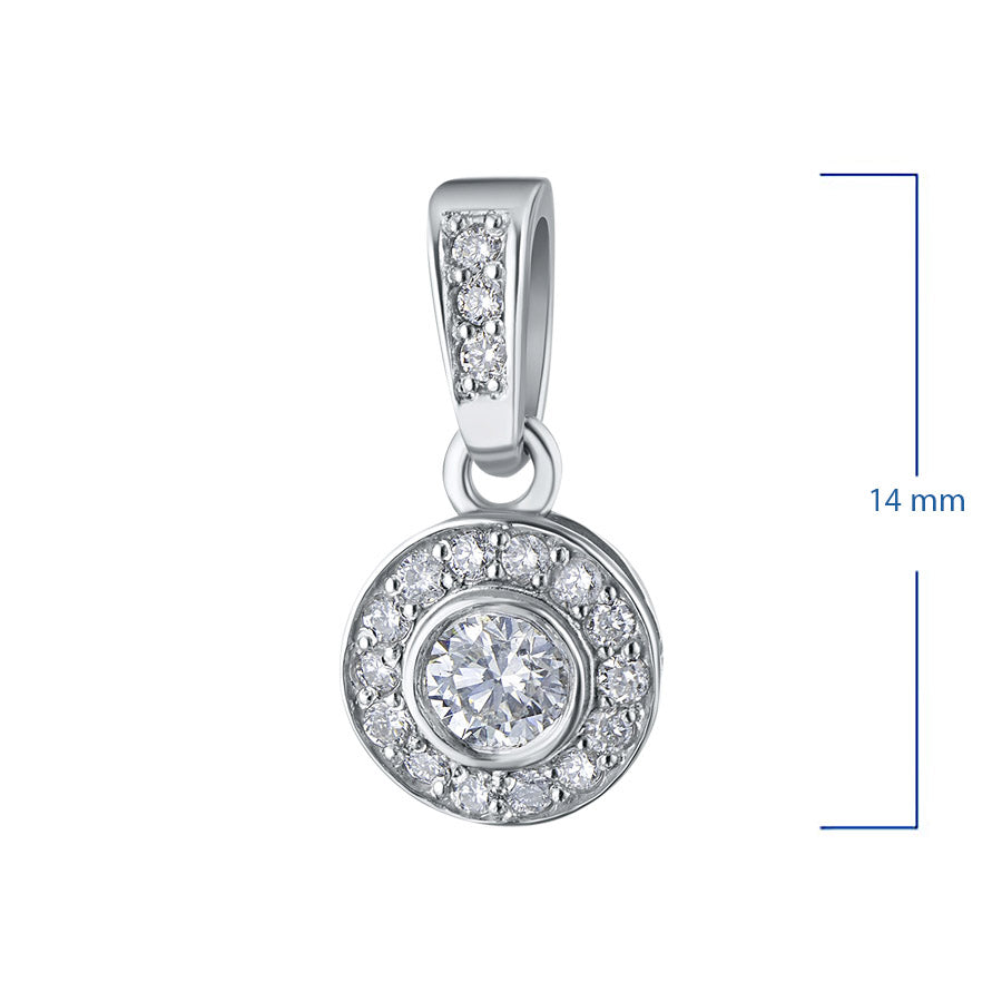 Sterling Silver Pendant with 18 Round-Cut Lab-Created Diamonds 0.158 CT.TW