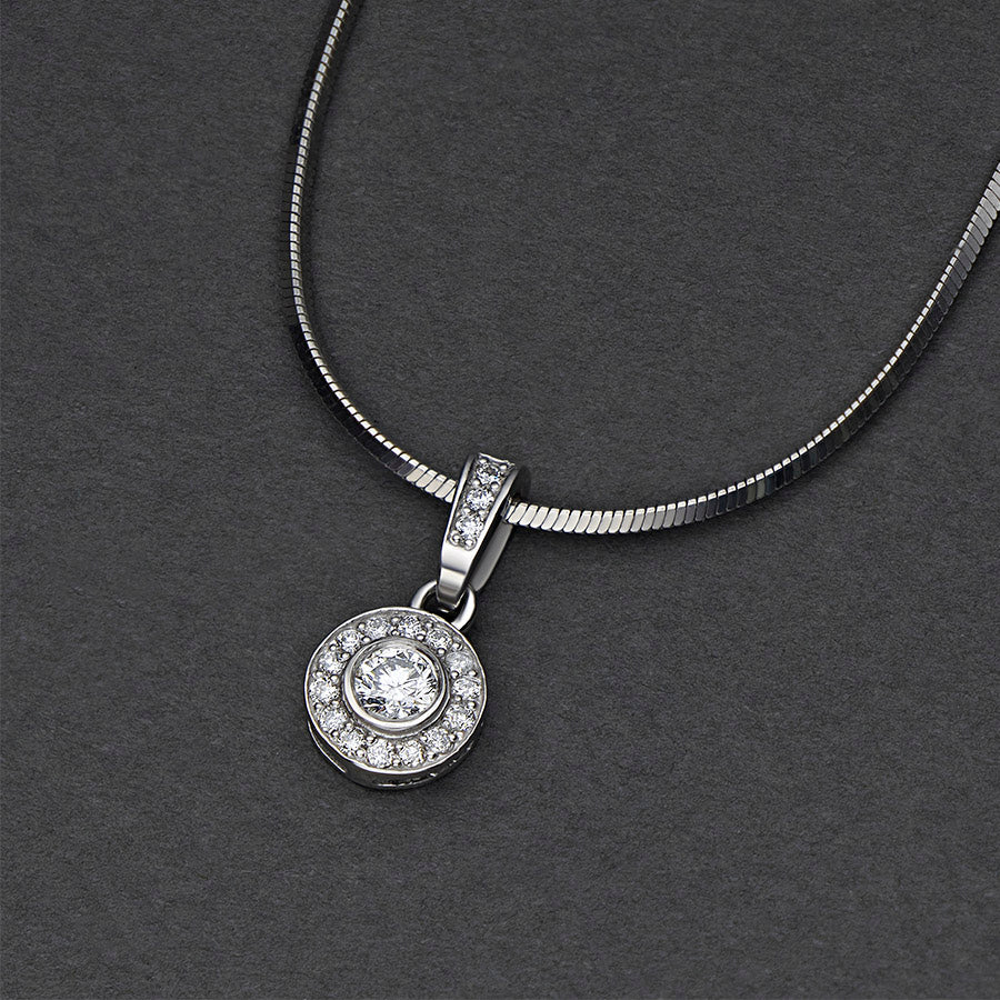 Sterling Silver Pendant with 18 Round-Cut Lab-Created Diamonds 0.158 CT.TW