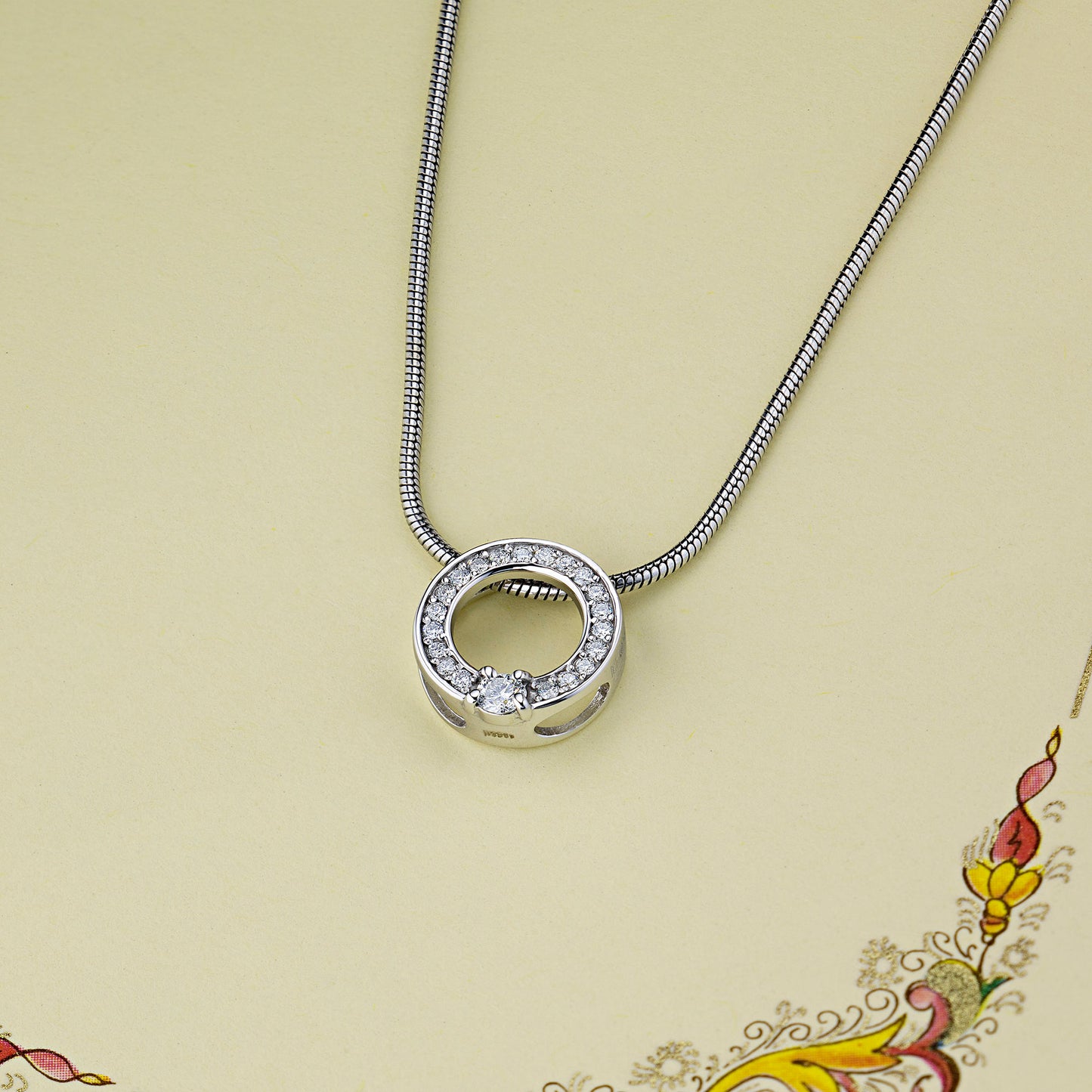 Sterling Silver Pendant with 21 Round-Cut Lab-Created Diamonds 0.139 CT.TW