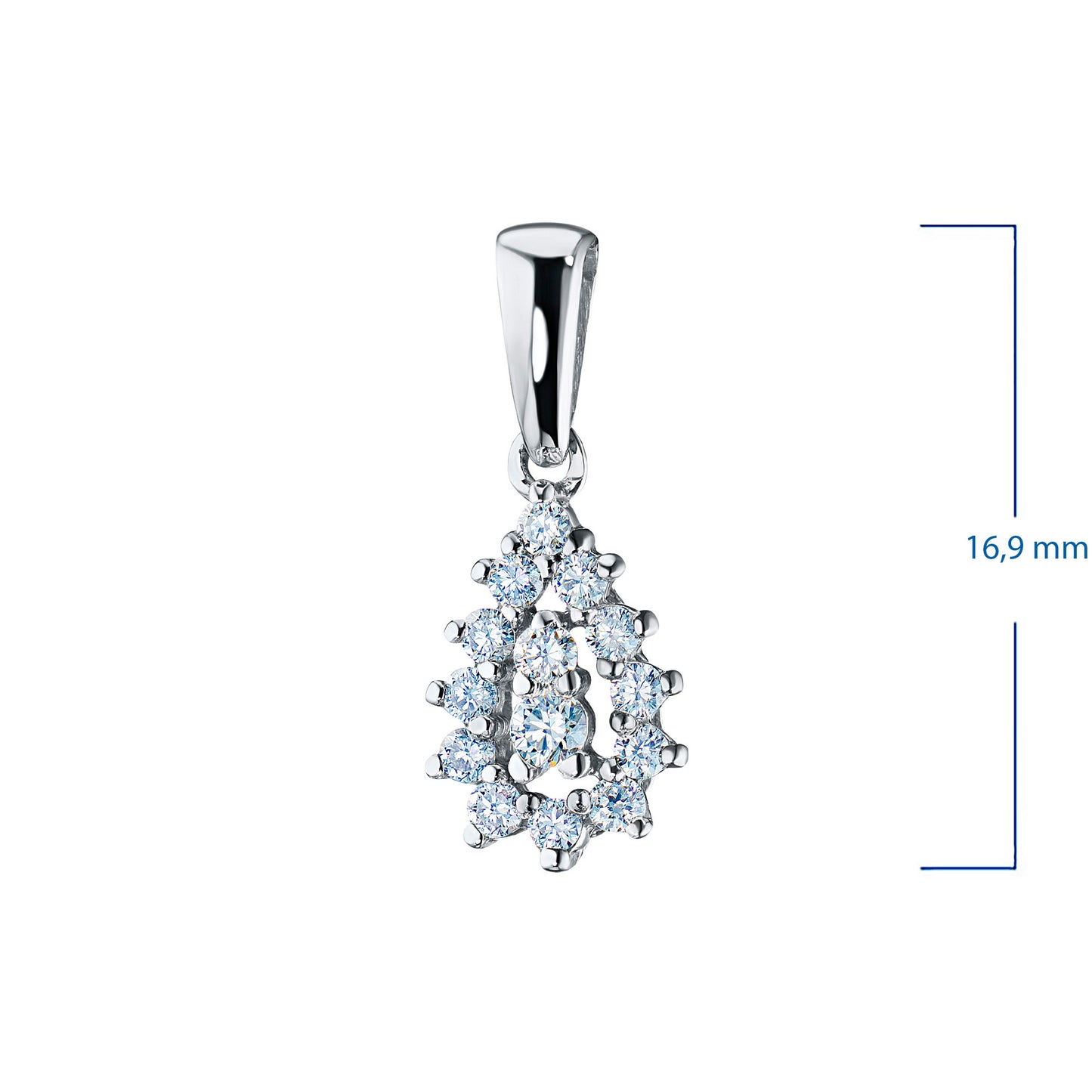 Sterling Silver Pendant with 14 Round-Cut Lab-Created Diamonds 0.219 CT.TW