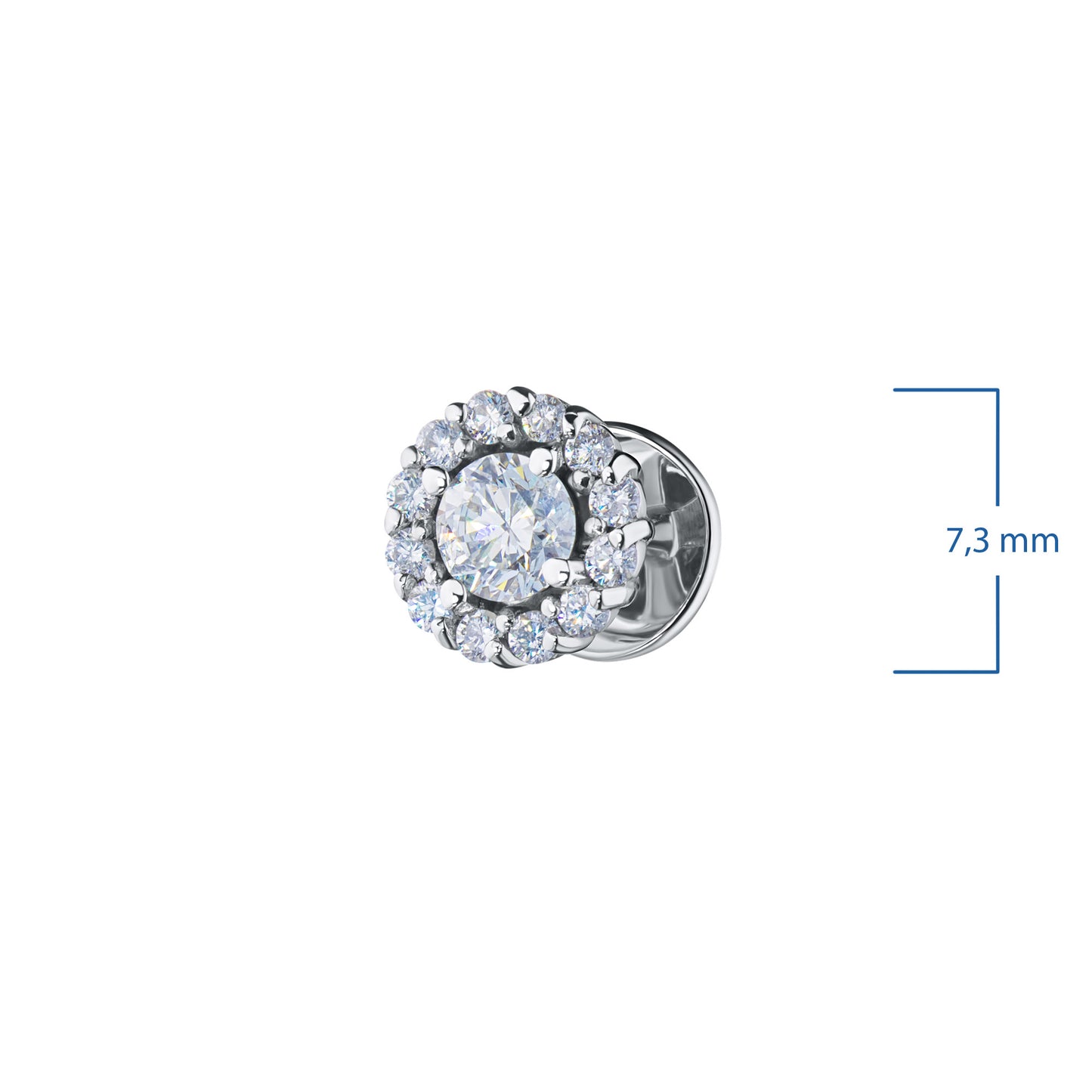 Sterling Silver Earring Studs with 26 Round-Cut Lab-Created Diamonds 0.744 CT.TW