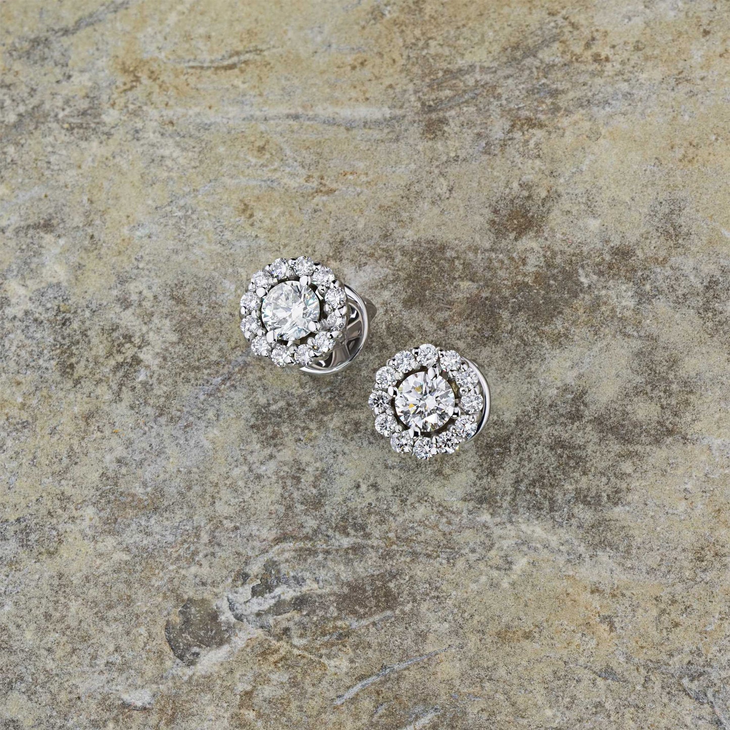 Sterling Silver Earring Studs with 26 Round-Cut Lab-Created Diamonds 0.744 CT.TW