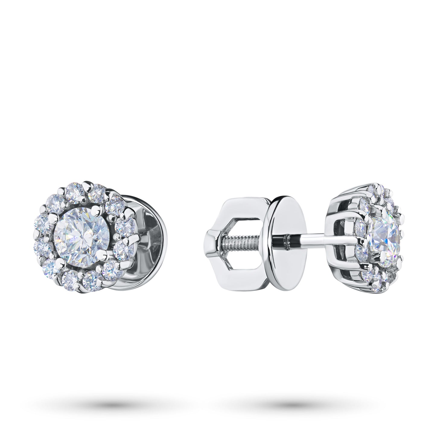 Sterling Silver Earring Studs with 26 Round-Cut Lab-Created Diamonds 0.744 CT.TW