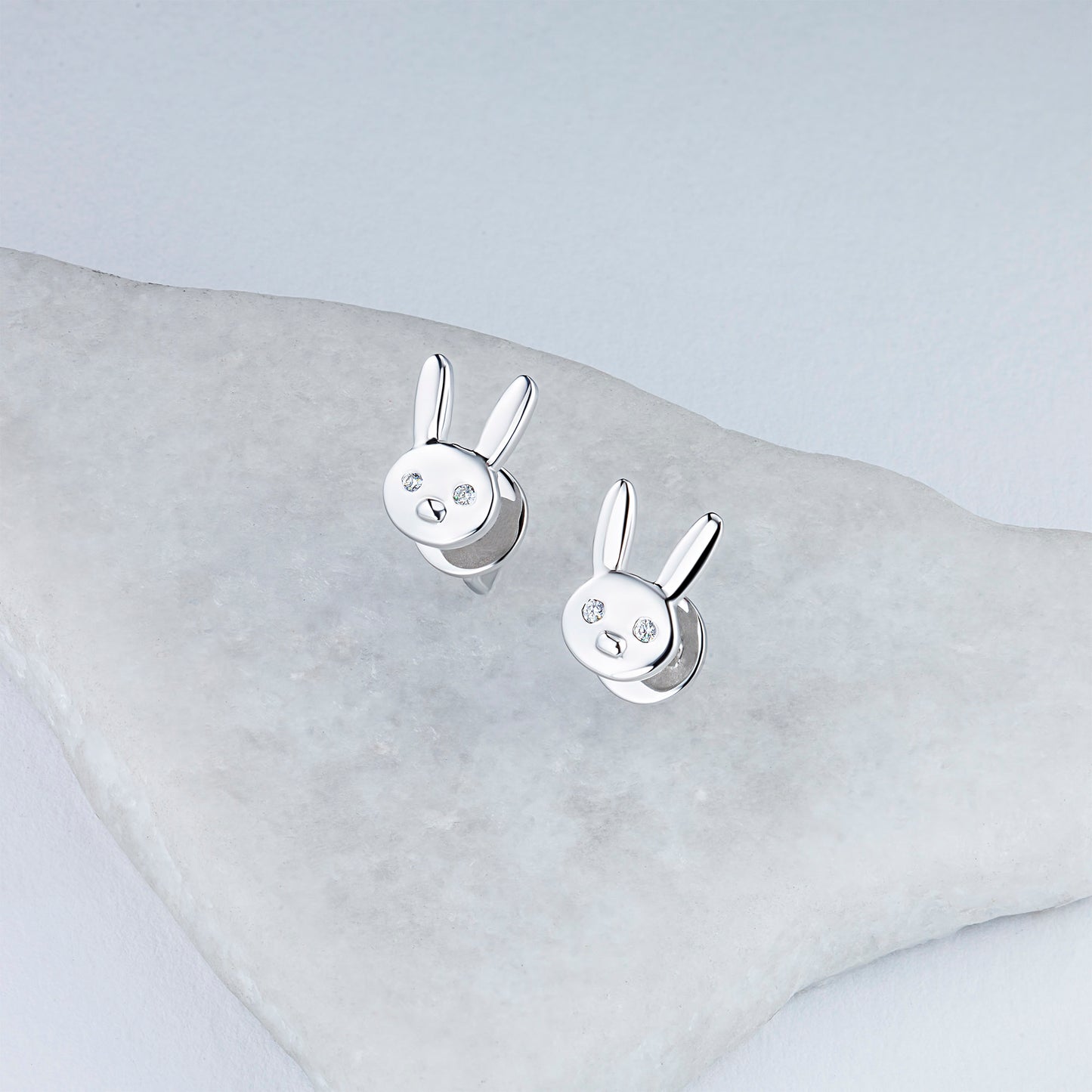 Sterling Silver Earring Studs with 4 Round-Cut Lab-Created Diamonds 0.026 CT.TW