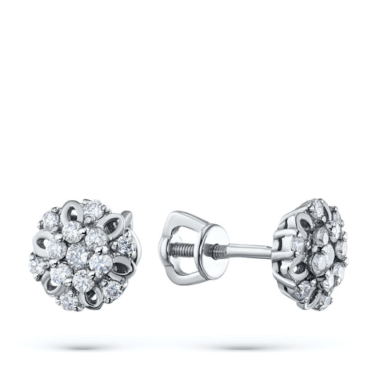 Sterling Silver Earring Studs with 26 Round-Cut Lab-Created Diamonds 0.651 CT.TW