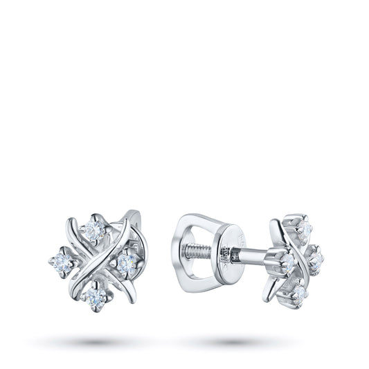 Sterling Silver Earring Studs with 8 Round-Cut Lab-Created Diamonds 0.153 CT.TW