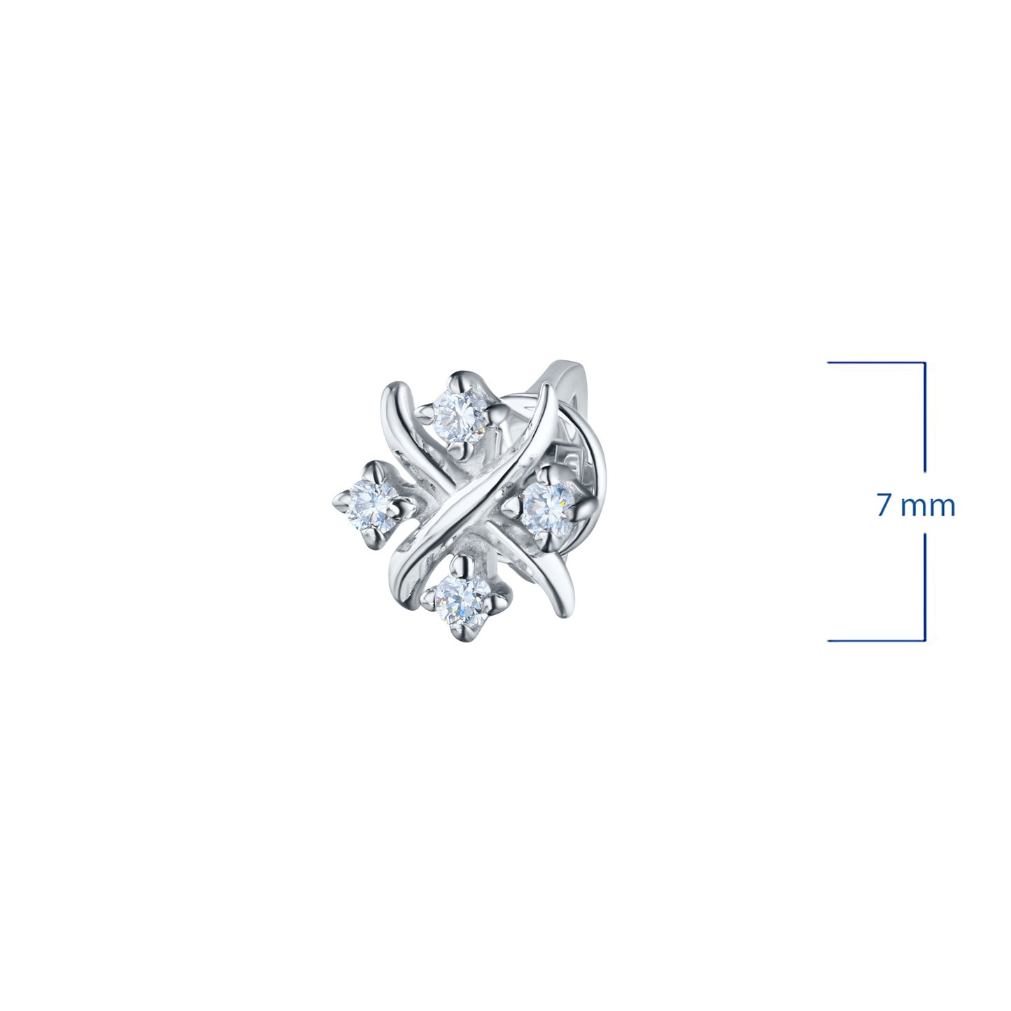 Sterling Silver Earring Studs with 8 Round-Cut Lab-Created Diamonds 0.153 CT.TW