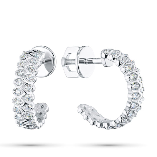 Sterling Silver Earring Studs with 62 Round-Cut Lab-Created Diamonds 0.726 CT.TW