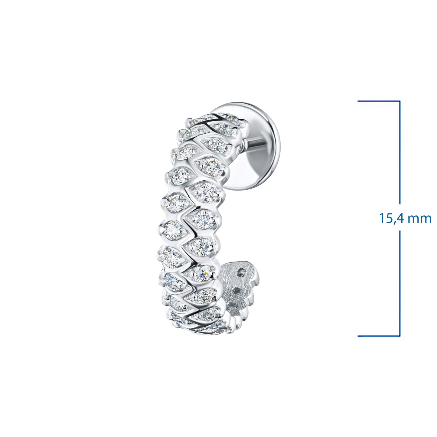 Sterling Silver Earring Studs with 62 Round-Cut Lab-Created Diamonds 0.726 CT.TW