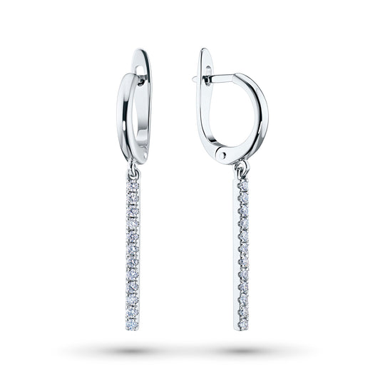 Sterling Silver Earrings with 24 Round-Cut Lab-Created Diamonds 0.308 CT.TW