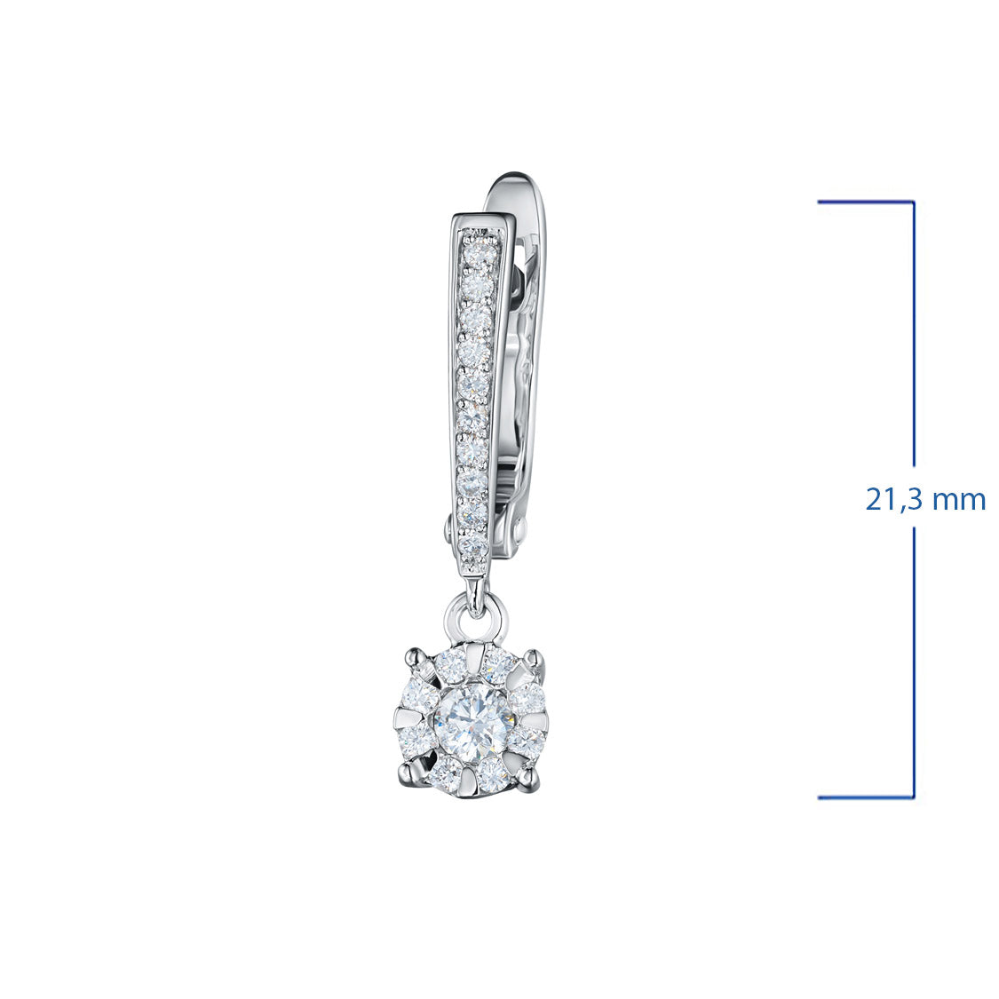 Sterling Silver Earrings with 38 Round-Cut Lab-Created Diamonds 0.383 CT.TW