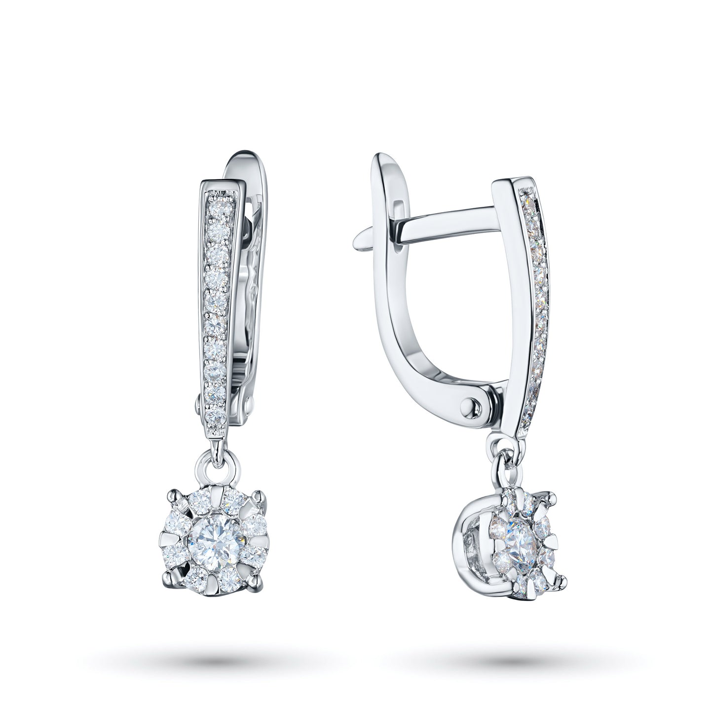 Sterling Silver Earrings with 38 Round-Cut Lab-Created Diamonds 0.383 CT.TW