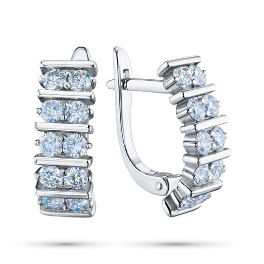 14K White Gold Earrings with 20 Round-Cut Lab-Created Diamonds 1.373 CT.TW