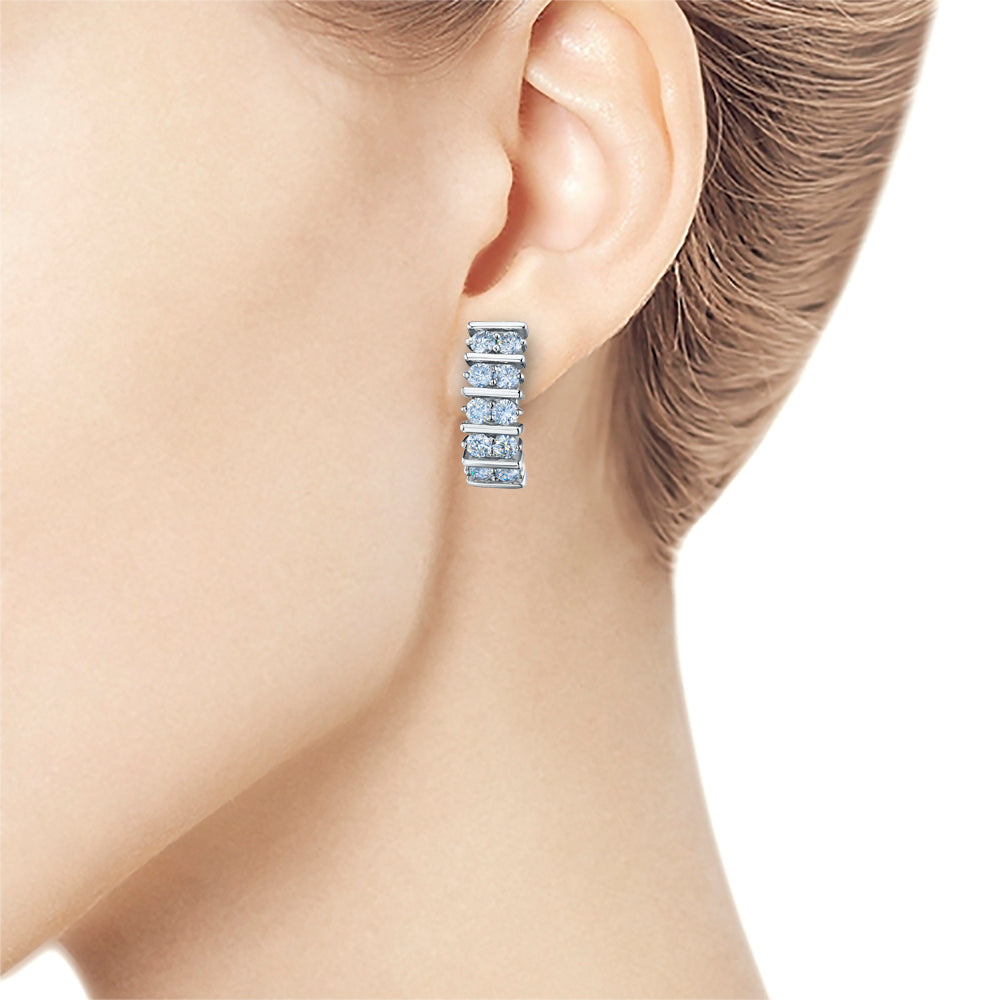 14K White Gold Earrings with 20 Round-Cut Lab-Created Diamonds 1.373 CT.TW