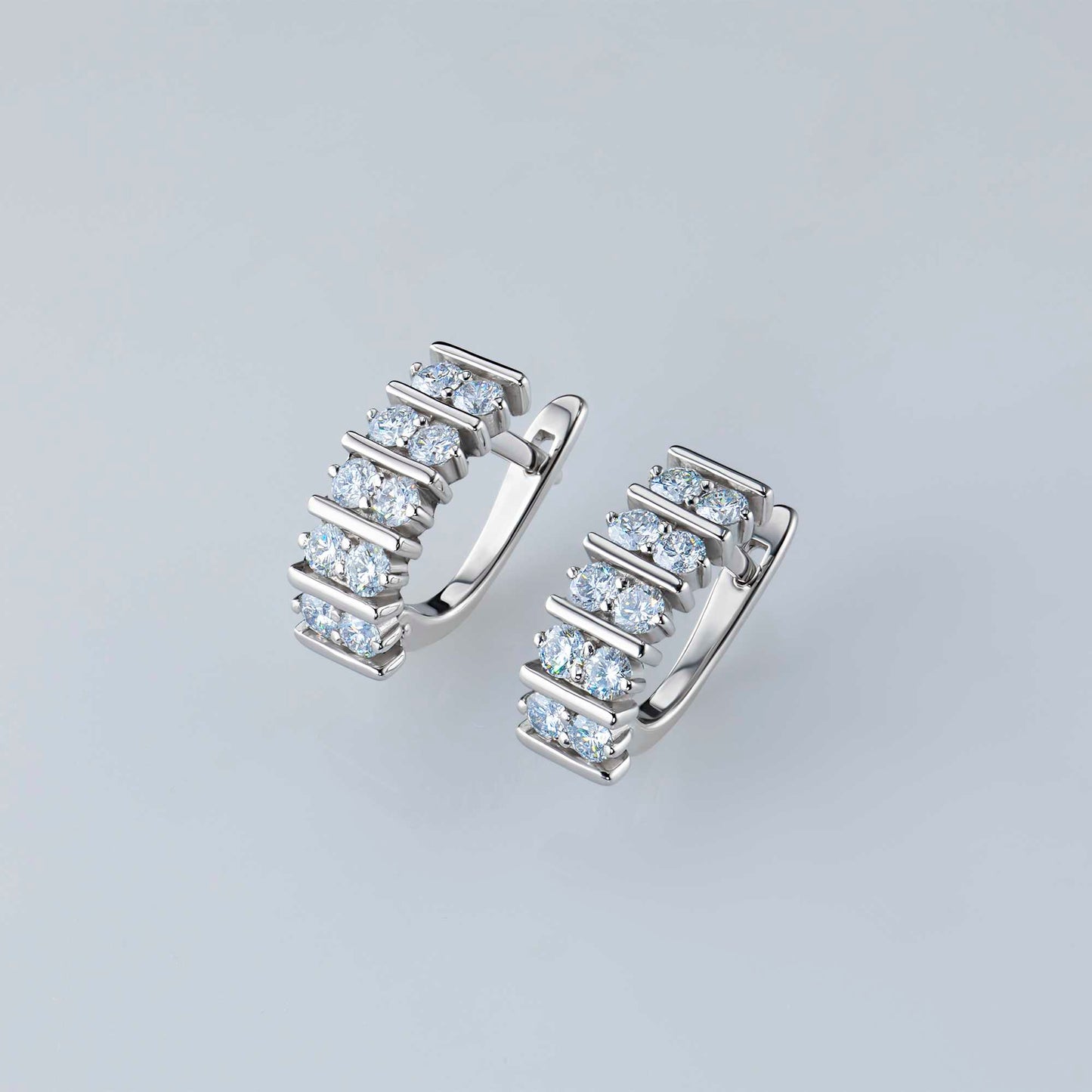 14K White Gold Earrings with 20 Round-Cut Lab-Created Diamonds 1.373 CT.TW