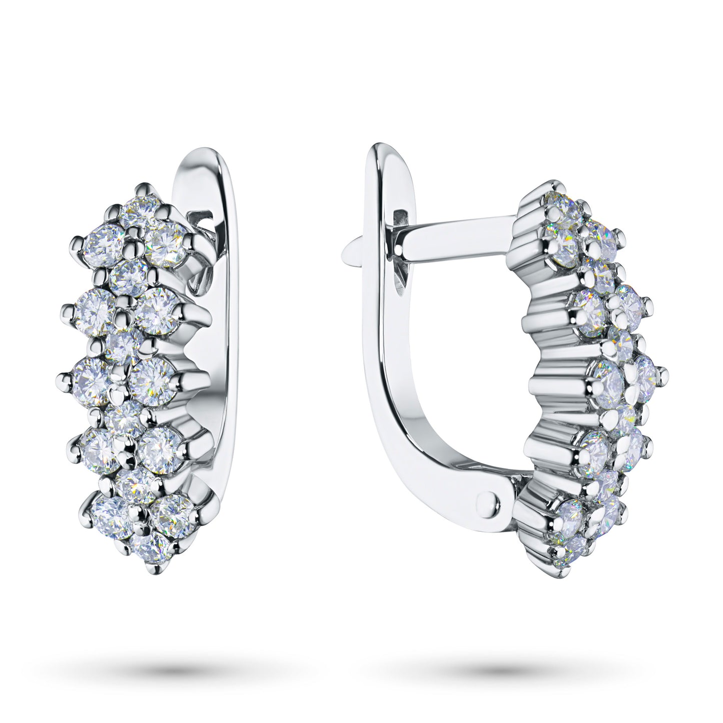 Sterling Silver Earrings with 32 Round-Cut Lab-Created Diamonds 0.807 CT.TW