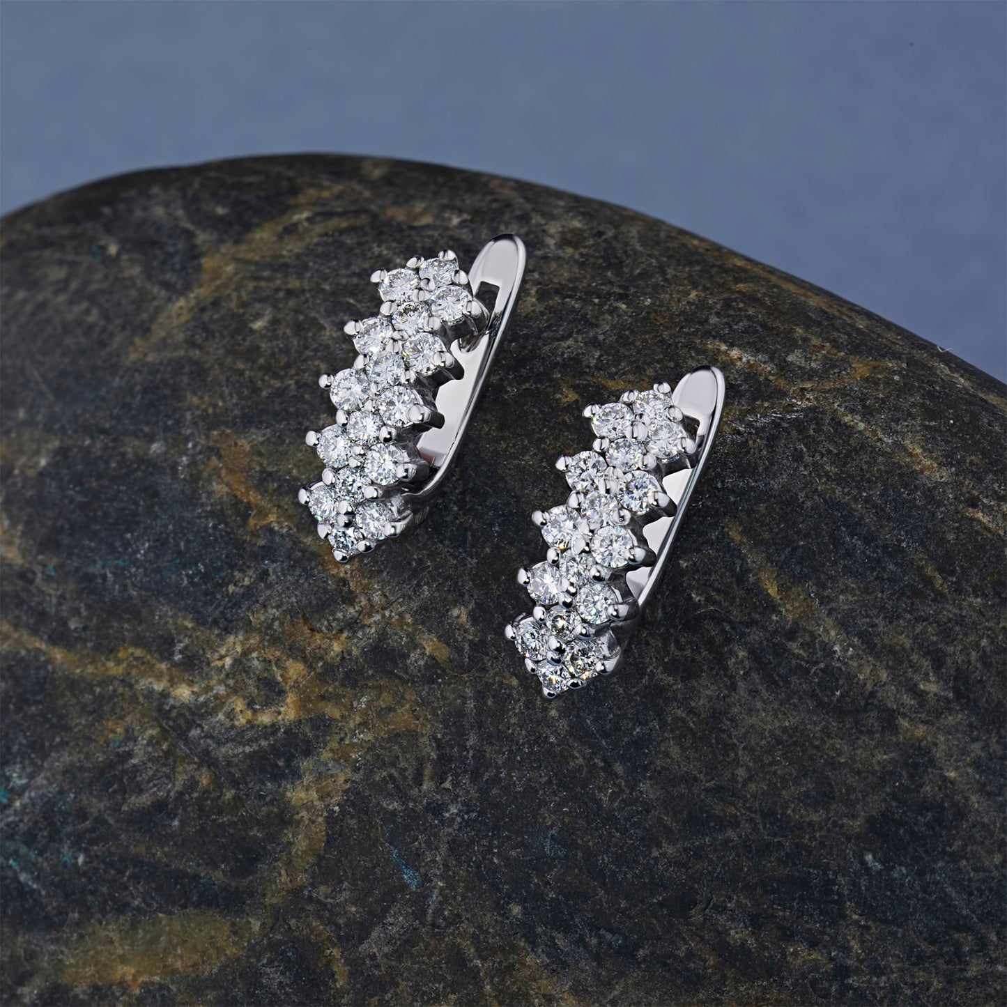 Sterling Silver Earrings with 32 Round-Cut Lab-Created Diamonds 0.807 CT.TW