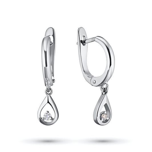 Sterling Silver Earrings with 2 Round-Cut Lab-Created Diamonds 0.041 CT.TW