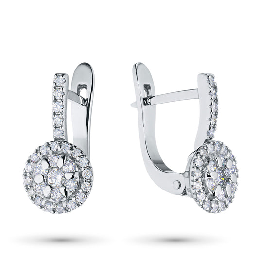 Sterling Silver Earrings with 56 Round-Cut Lab-Created Diamonds 0.398 CT.TW