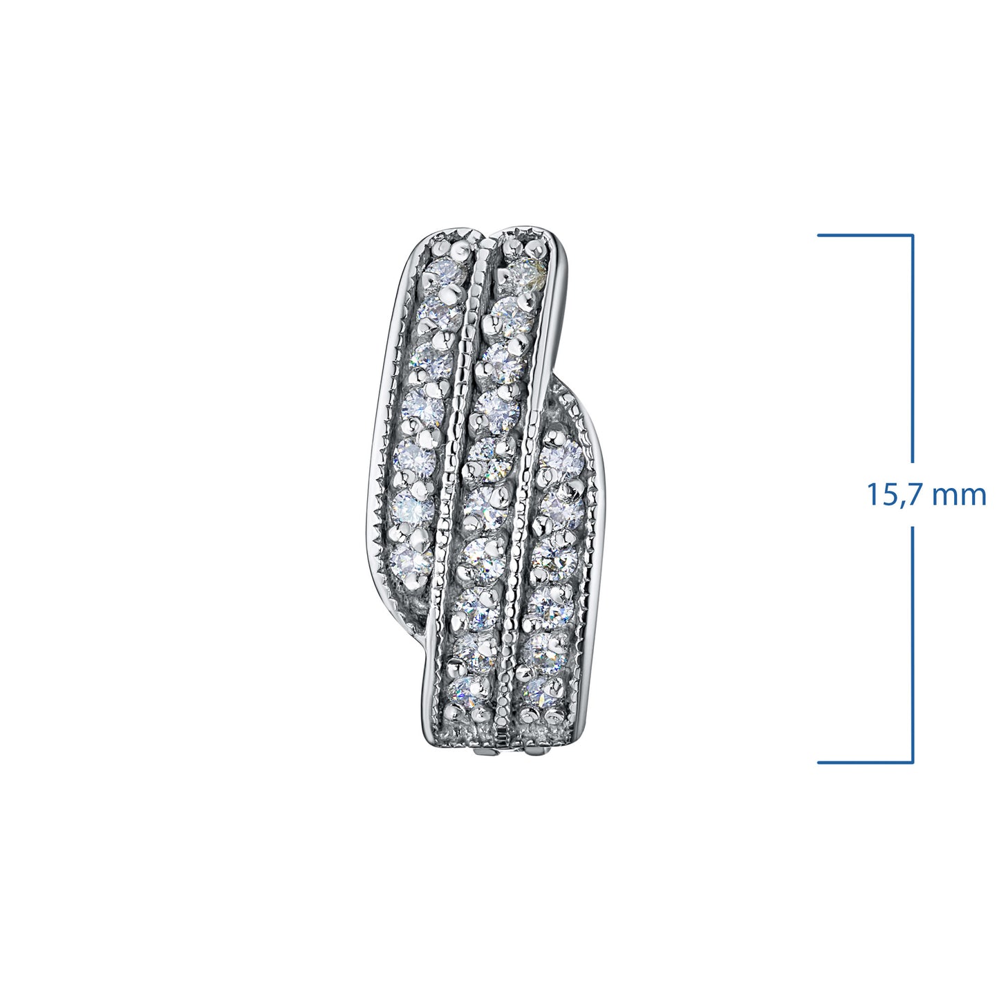 Sterling Silver Earrings with 46 Round-Cut Lab-Created Diamonds 0.604 CT.TW