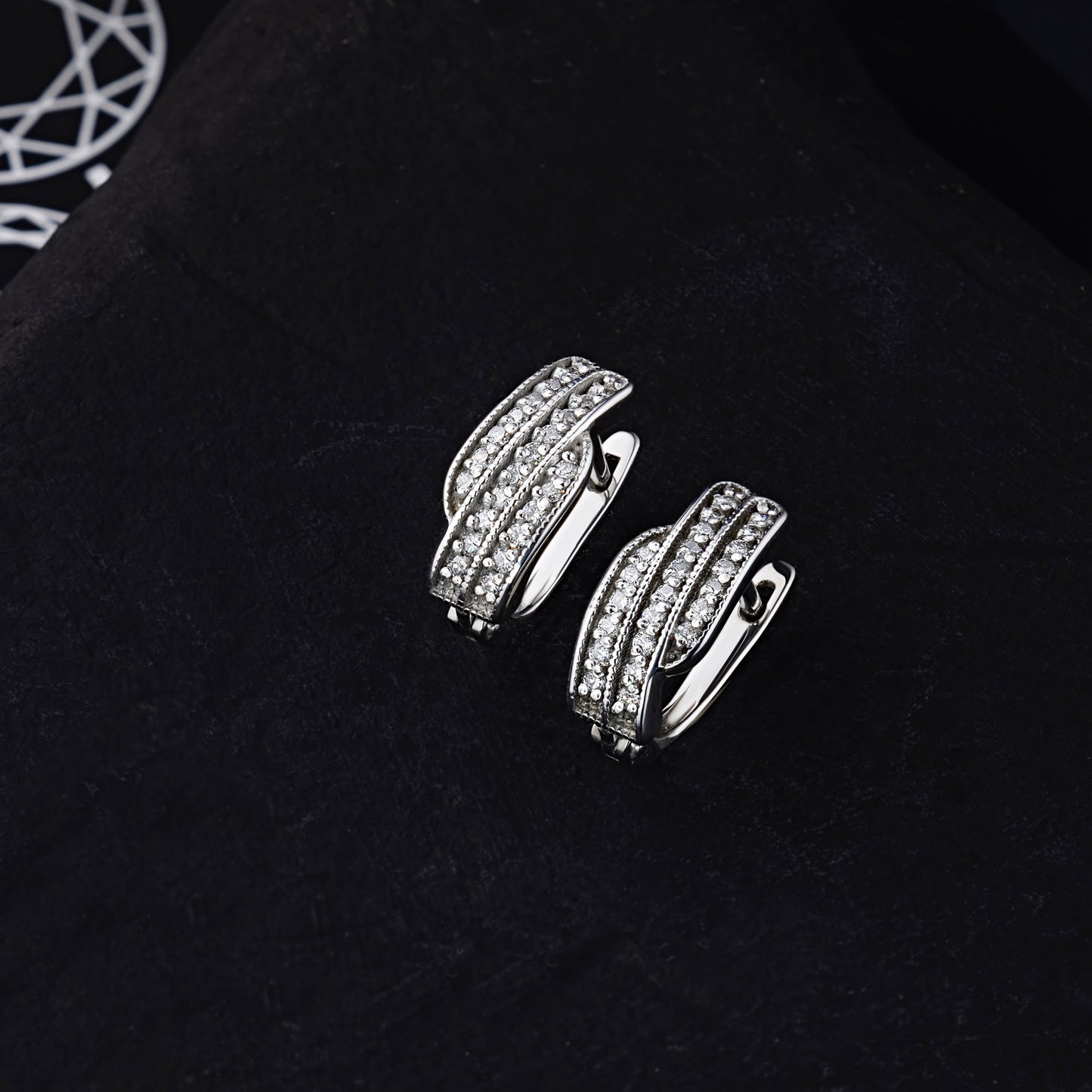 Sterling Silver Earrings with 46 Round-Cut Lab-Created Diamonds 0.604 CT.TW