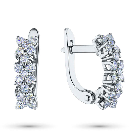 Sterling Silver Earrings with 34 Round-Cut Lab-Created Diamonds 0.641 CT.TW