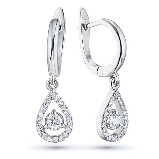 Sterling Silver Earrings with 42 Round-Cut Lab-Created Diamonds 0.665 CT.TW