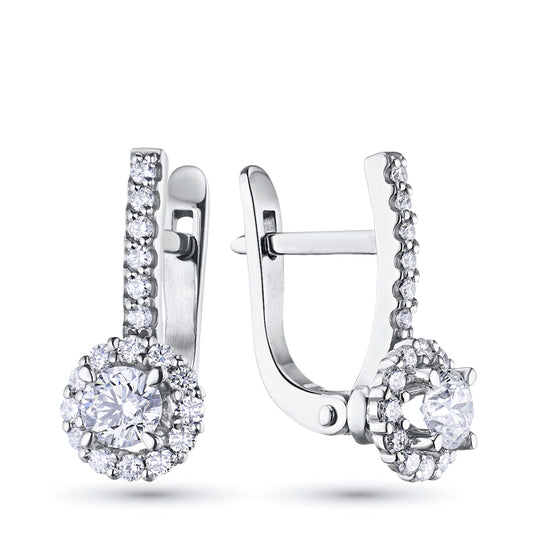 14K White Gold Earrings with 38 Round-Cut Lab-Created Diamonds 1.004 CT.TW