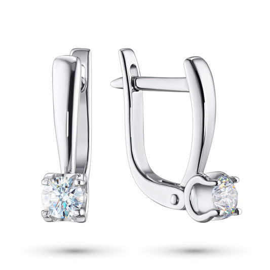 Sterling Silver Earrings with 2 Round-Cut Lab-Created Diamonds 0.553 CT.TW