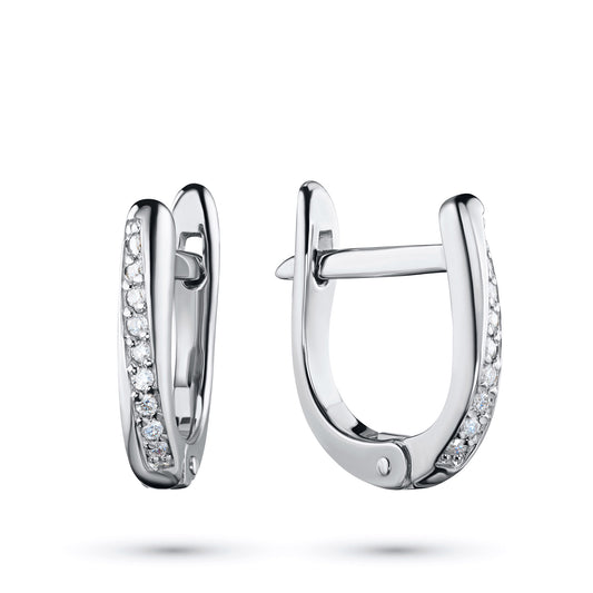 Sterling Silver Earrings with 18 Round-Cut Lab-Created Diamonds 0.146 CT.TW