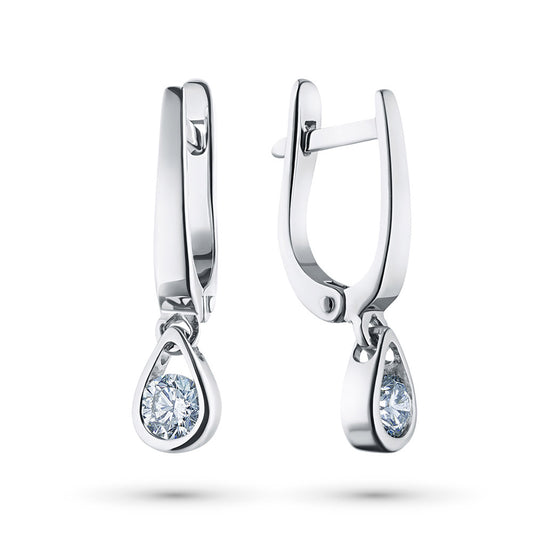 Sterling Silver Earrings with 2 Round-Cut Lab-Created Diamonds 0.487 CT.TW