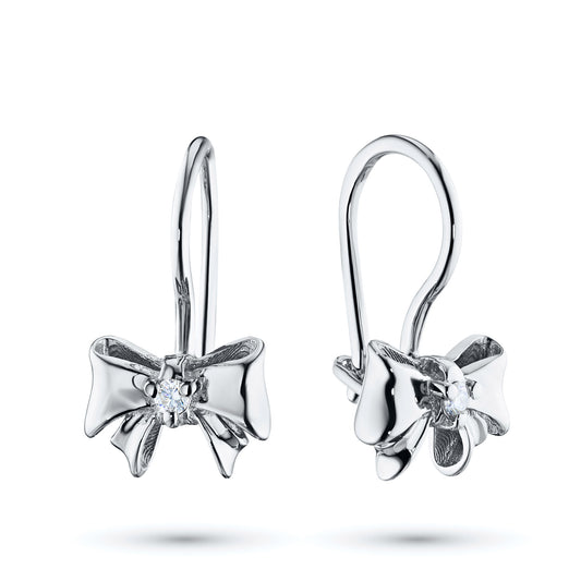 Sterling Silver Earrings with 2 Round-Cut Lab-Created Diamonds 0.042 CT.TW