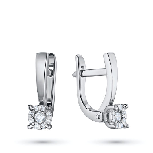 14K White Gold Earrings with 14 Round-Cut Lab-Created Diamonds 0.229 CT.TW