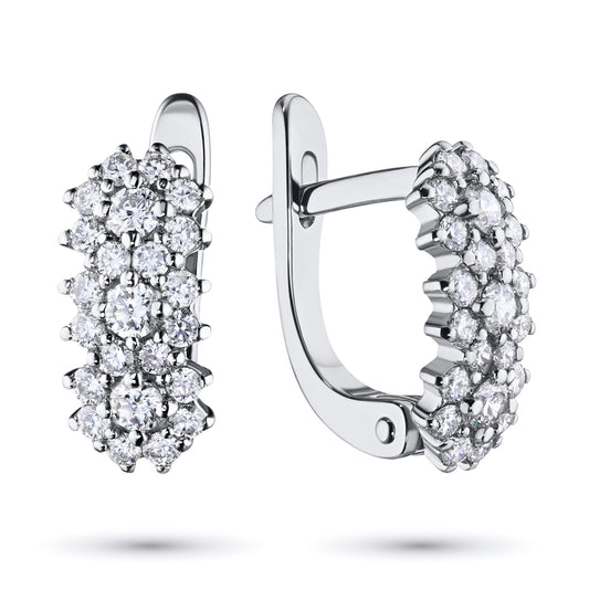 Sterling Silver Earrings with 46 Round-Cut Lab-Created Diamonds 0.466 CT.TW