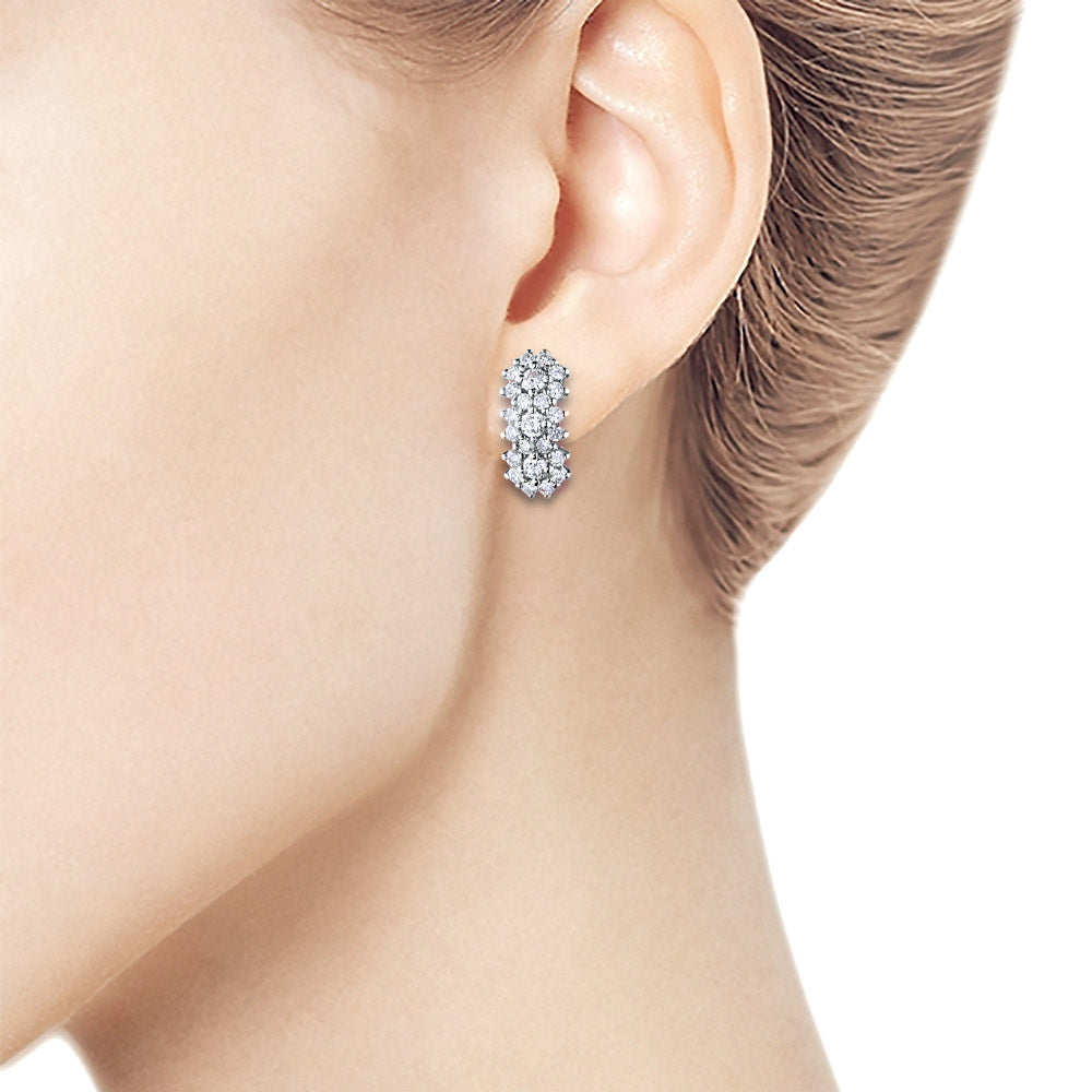 Sterling Silver Earrings with 46 Round-Cut Lab-Created Diamonds 0.466 CT.TW