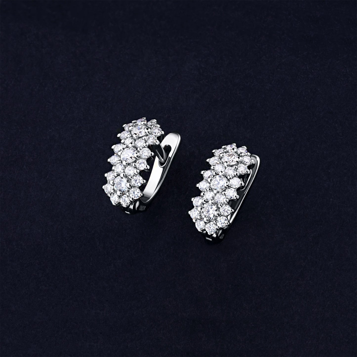 Sterling Silver Earrings with 46 Round-Cut Lab-Created Diamonds 0.466 CT.TW