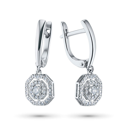 Sterling Silver Earrings with 66 Round-Cut Lab-Created Diamonds 0.624 CT.TW