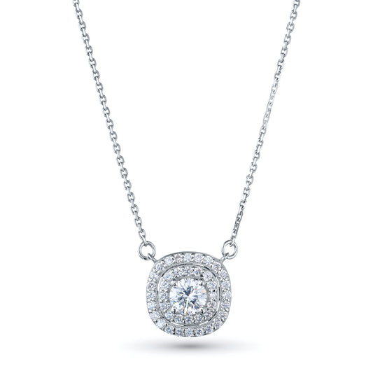 14K White Gold Necklace with 41 Round-Cut Lab-Created Diamonds 0.966 CT.TW