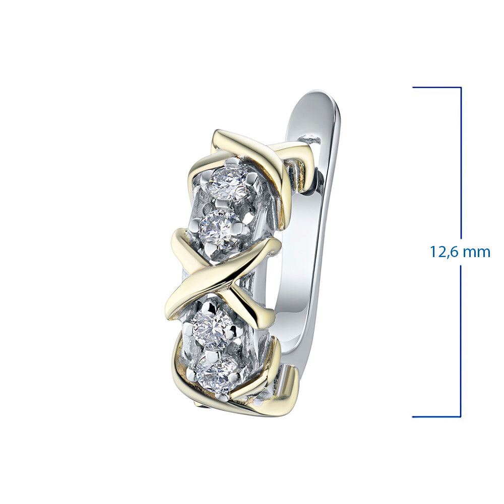 14K White and Yellow Gold Earrings with 8 Round-Cut Lab-Created Diamonds 0.297 CT.TW